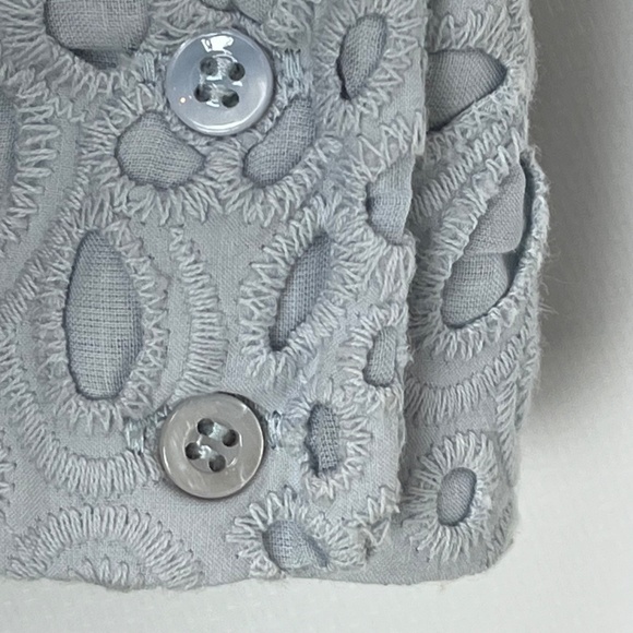Maje Guipure Lace Top - Size 3 (Large, fits like Medium) Pale Blue / White - Picture 13 of 14